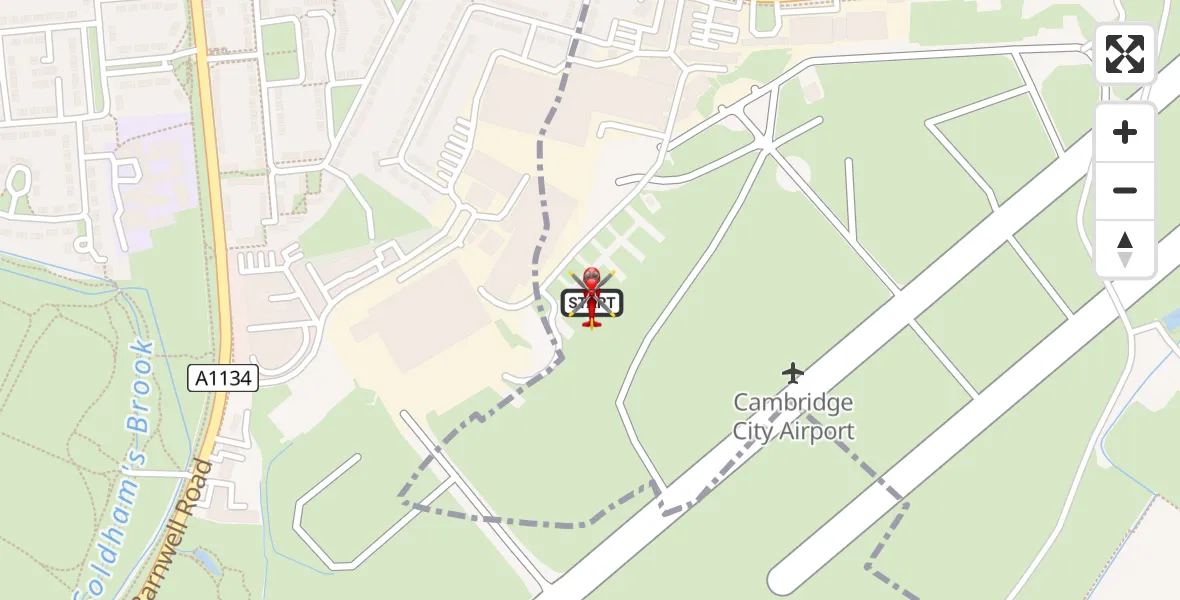 Flight route Air Ambulance Helicopter Cambridge City Airport - Cambridge City Airport, 01 August 2026, 06:01