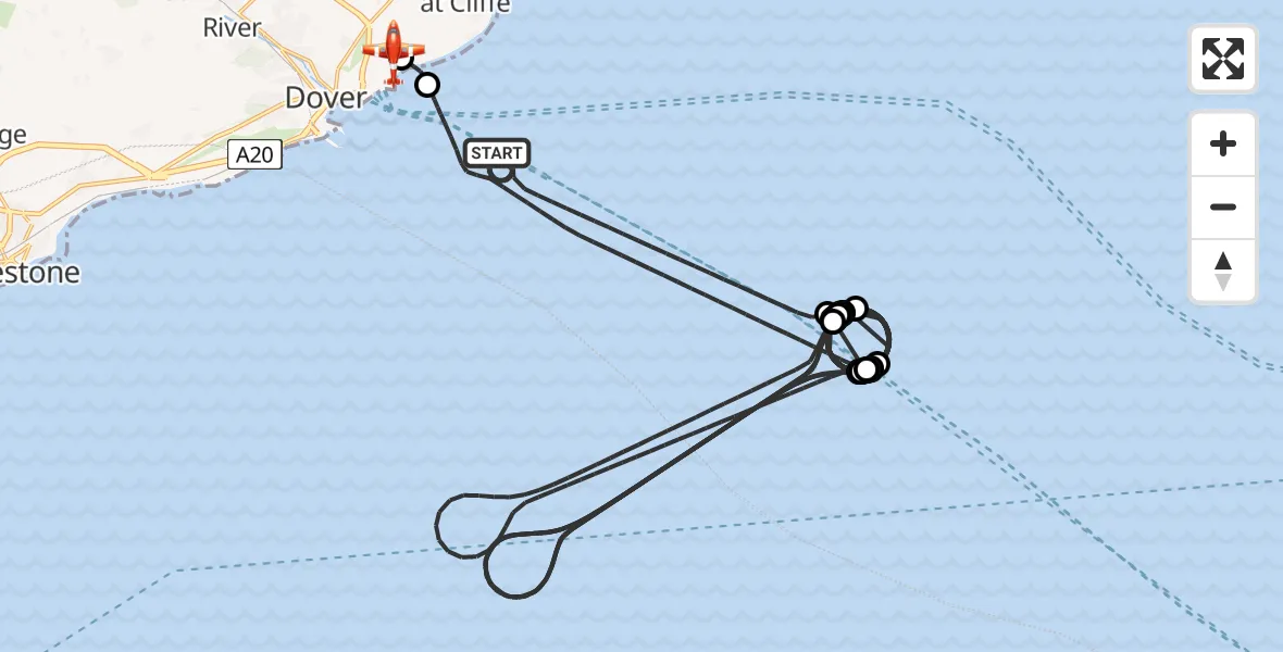 Flight route Coastguard Drone English Channel - Swingate Airfield, 01 August 2026, 09:16
