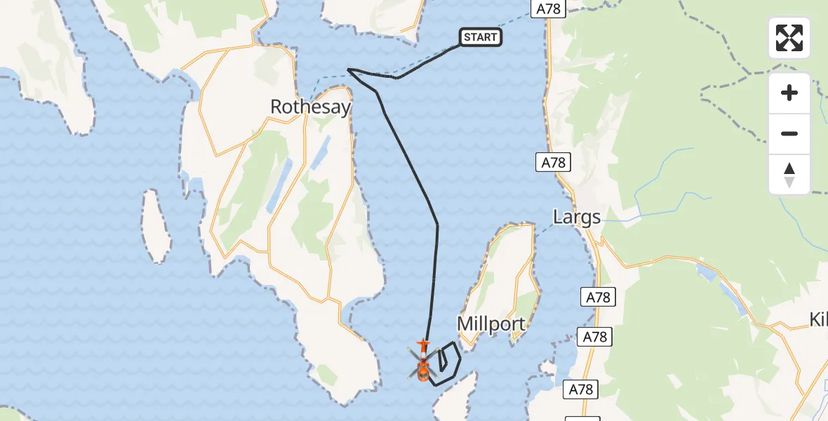 Flight route Coastguard Helicopter Inner Seas - Inner Seas, 01 August 2026, 09:18