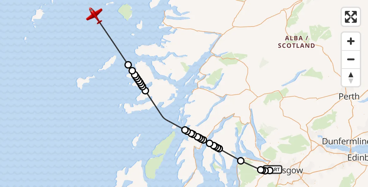Flight route Air Ambulance Aircraft Glasgow Airport - Inner Seas, 01 August 2026, 09:27