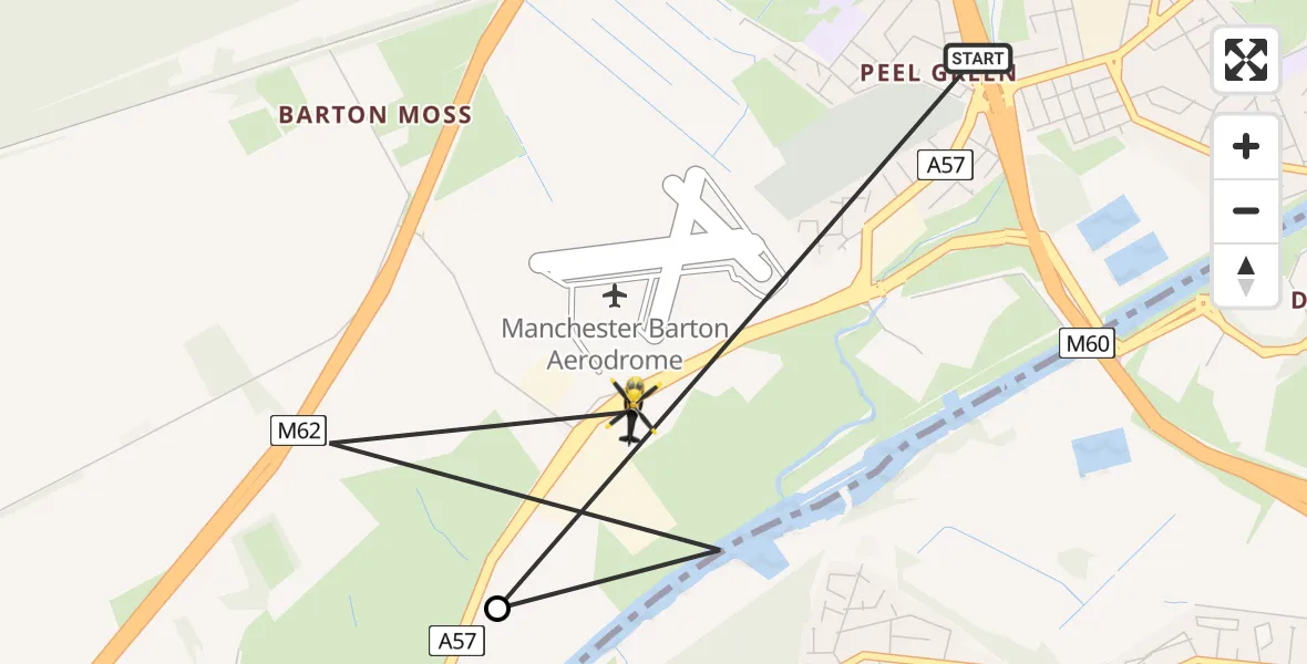 Flight route Police Helicopter Worsley - Irlam, 01 August 2026, 10:21