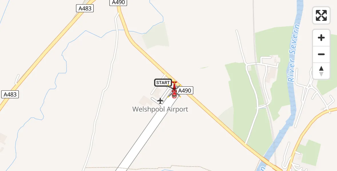 Flight route Air Ambulance Helicopter Welshpool Airport - Welshpool Airport, 01 August 2026, 10:47