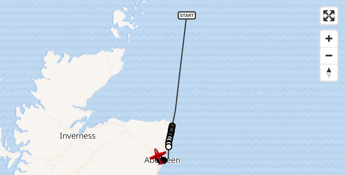 Flight route Air Ambulance Aircraft North Sea - Aberdeen International Airport, 01 August 2026, 11:21