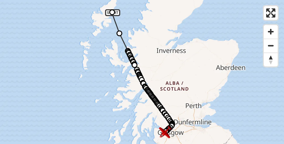 Flight route Air Ambulance Aircraft Stornoway Airport - Glasgow Airport, 01 August 2026, 12:32
