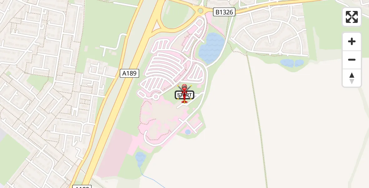 Flight route Air Ambulance Helicopter Cramlington - Cramlington, 01 August 2026, 12:33