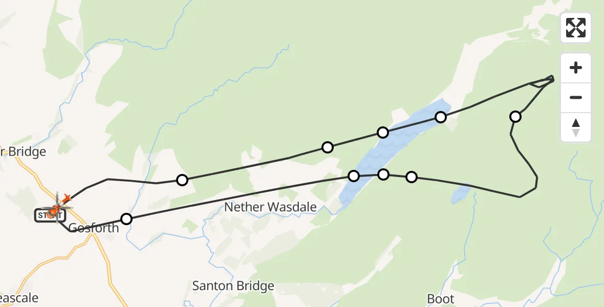 Flight route Coastguard Helicopter Gosforth - Gosforth, 01 August 2026, 15:57
