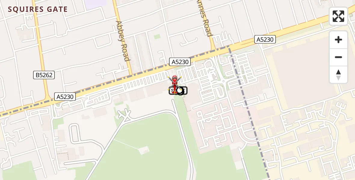 Flight route Air Ambulance Helicopter Blackpool Airport - Blackpool Airport, 01 August 2026, 17:23