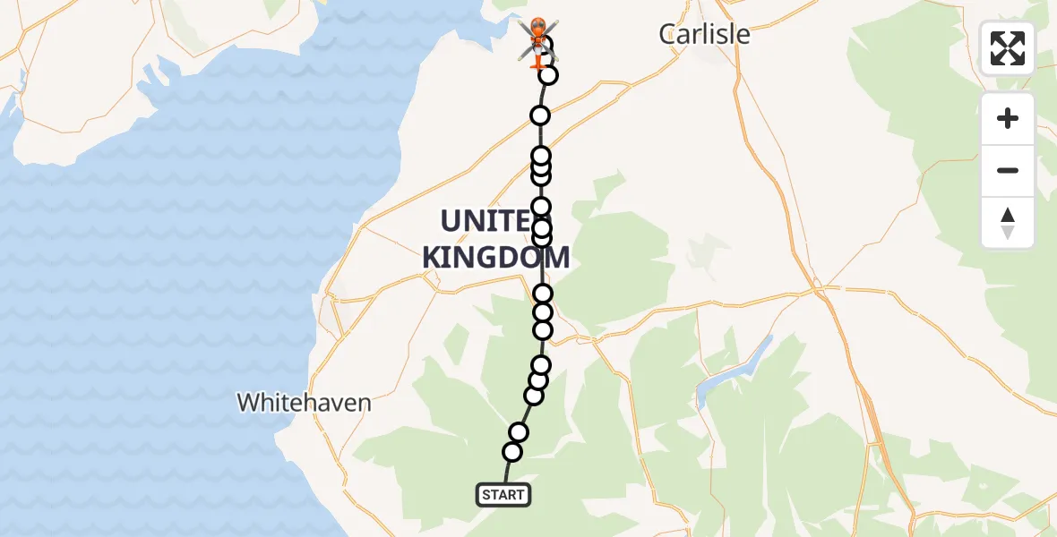 Flight route Coastguard Helicopter Wasdale - Kirkbride Airfield, 01 August 2026, 19:11