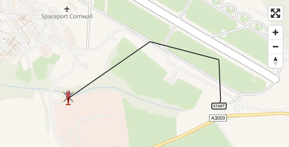 Flight route Air Ambulance Helicopter Cornwall Airport Newquay - Cornwall Airport Newquay, 01 August 2026, 19:47