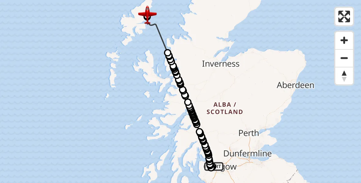 Flight route Air Ambulance Aircraft Glasgow Airport - Stornoway Airport, 01 August 2026, 23:07