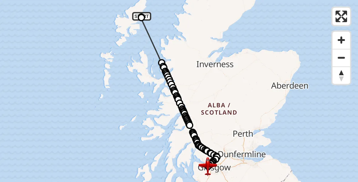Flight route Air Ambulance Aircraft Stornoway Airport - Glasgow Airport, 02 August 2026, 01:53