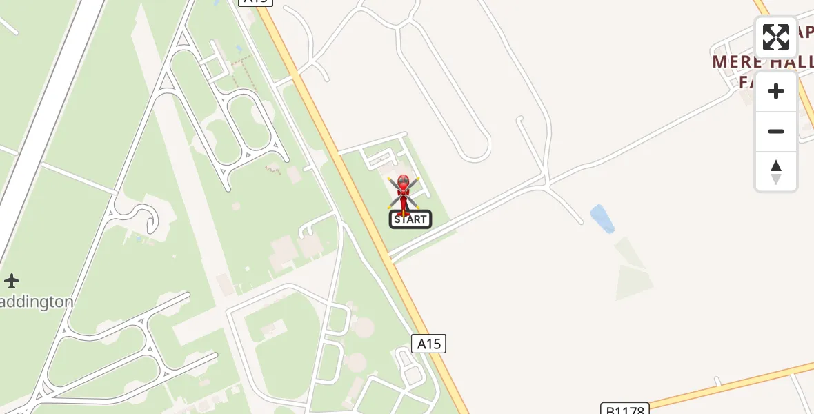 Flight route Air Ambulance Helicopter RAF Waddington - North Kesteven, 02 August 2026, 08:40