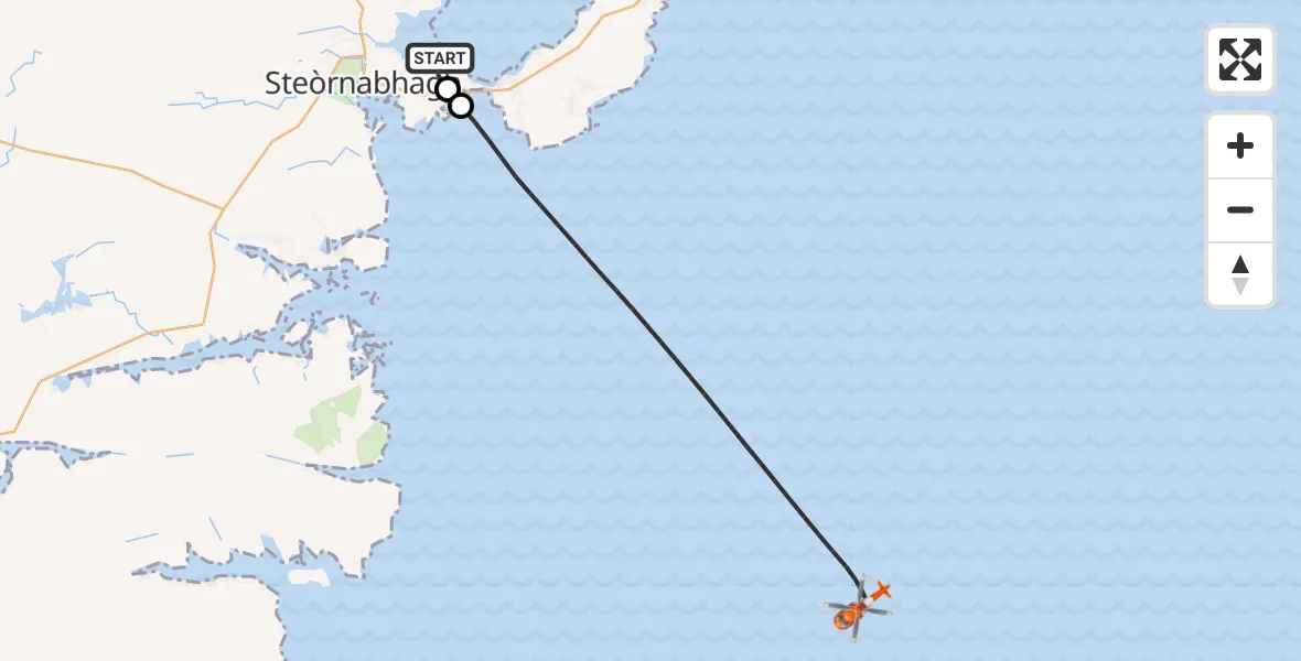 Flight route Coastguard Helicopter Stornoway Airport - Inner Seas, 02 August 2026, 08:46