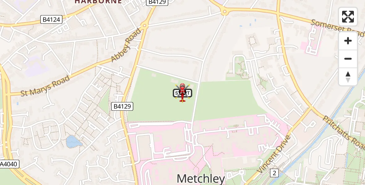 Flight route Air Ambulance Helicopter Queen Elizabeth Hospital Helipad - Metchley, 02 August 2026, 08:48