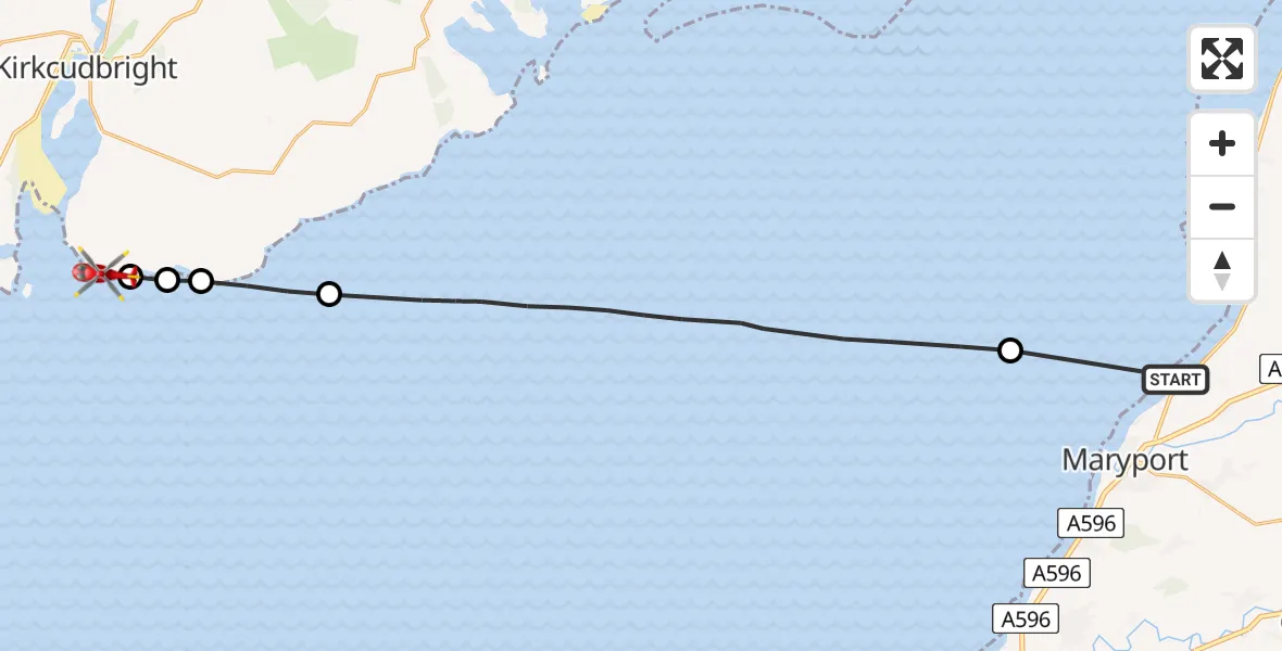 Flight route Air Ambulance Helicopter Birkby - Gipsy Point, 02 August 2026, 10:52