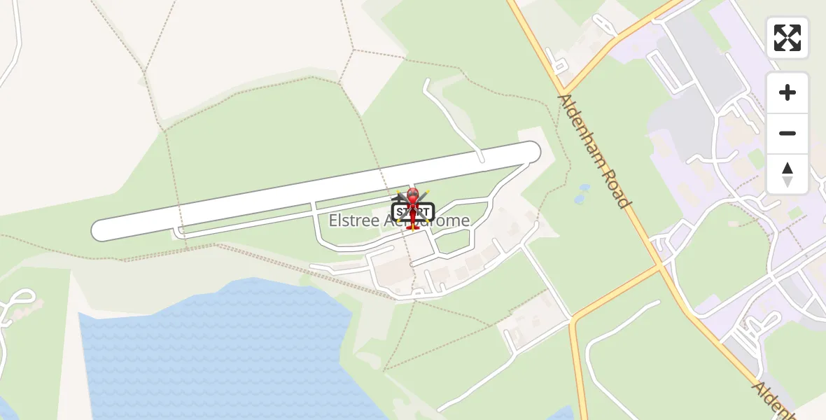 Flight route Air Ambulance Helicopter Elstree Airfield - Elstree Airfield, 02 August 2026, 13:53