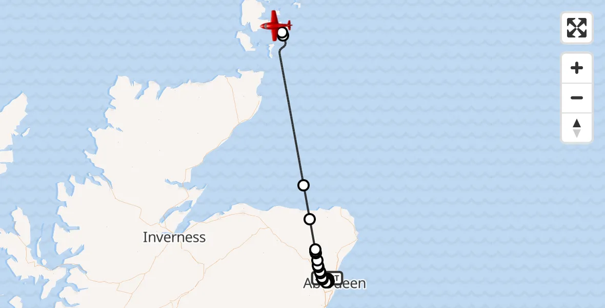Flight route Air Ambulance Aircraft Aberdeen International Airport - Tankerness, 02 August 2026, 13:54