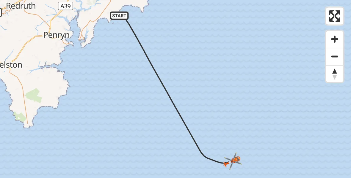 Flight route Coastguard Helicopter English Channel - English Channel, 02 August 2026, 14:55