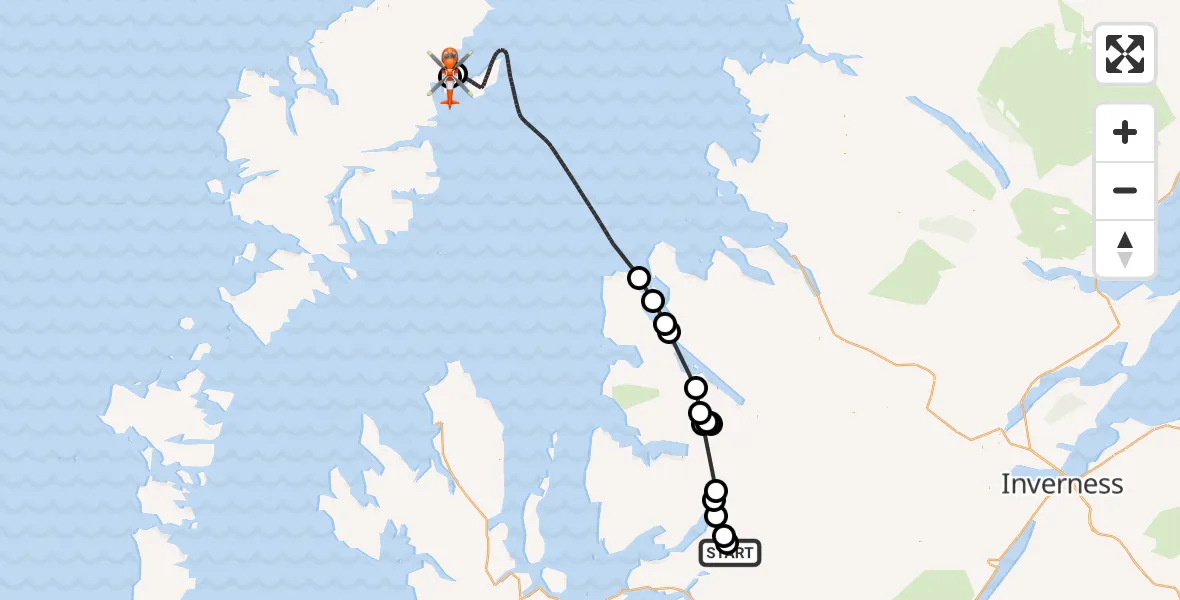 Flight route Coastguard Helicopter Highland - Stornoway Airport, 02 August 2026, 15:11