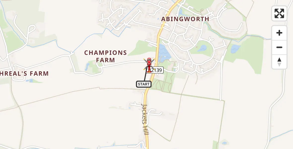Flight route Air Ambulance Helicopter Storrington - Storrington, 02 August 2026, 15:23