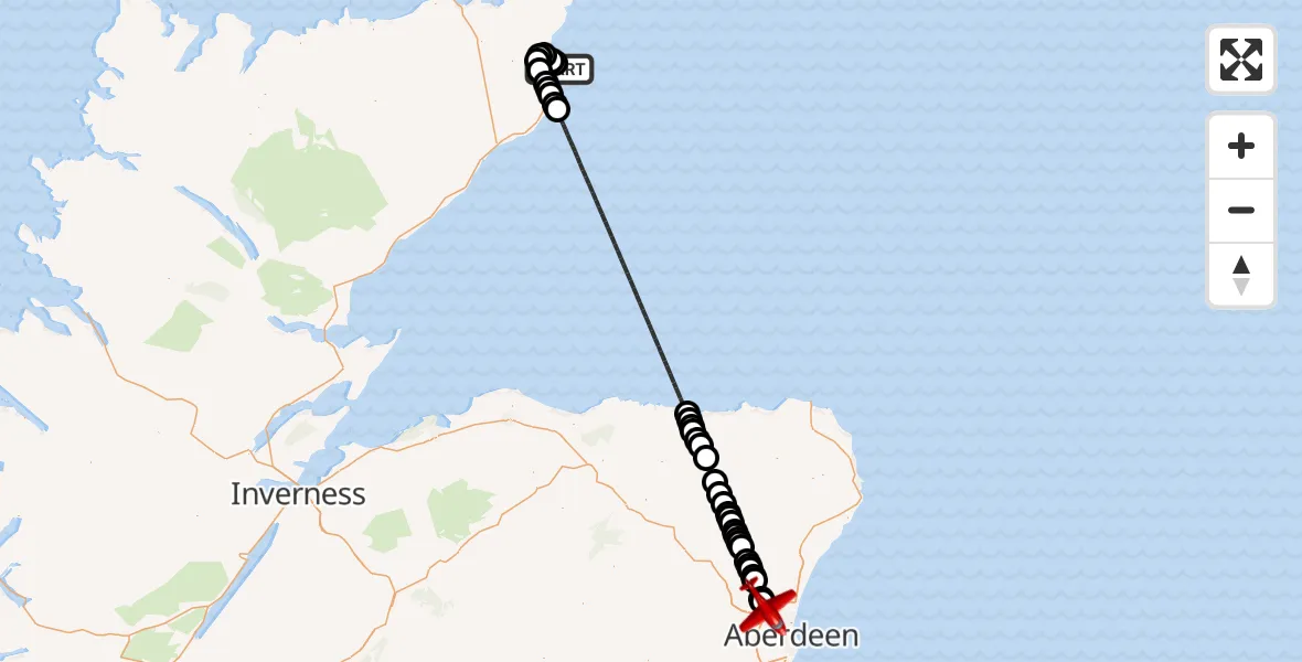 Flight route Air Ambulance Aircraft Wick John O'Groats Airport - Aberdeen International Airport, 02 August 2026, 20:04
