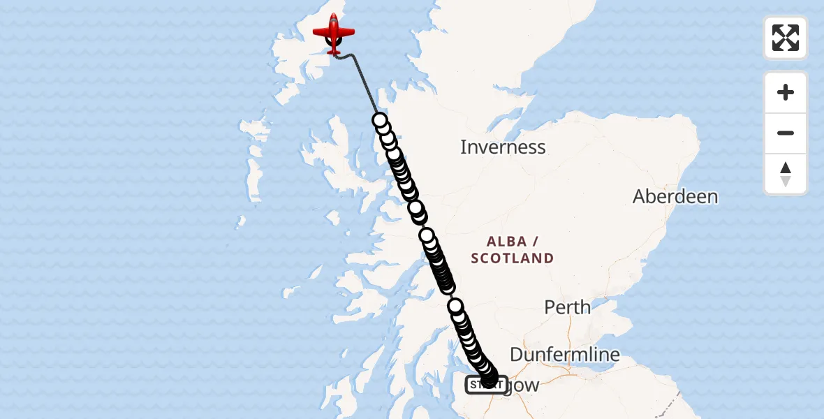 Flight route Air Ambulance Aircraft Glasgow Airport - Stornoway Airport, 03 August 2026, 01:23