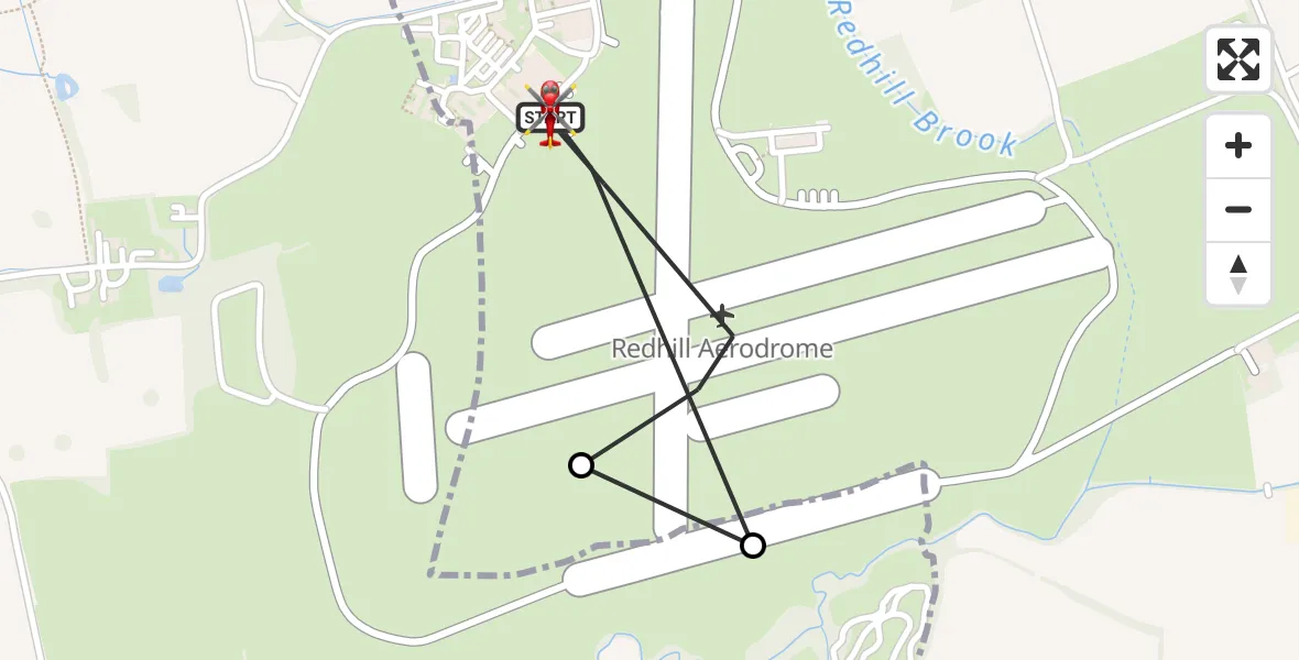 Flight route Air Ambulance Helicopter Redhill Aerodrome - Redhill Aerodrome, 03 August 2026, 07:15
