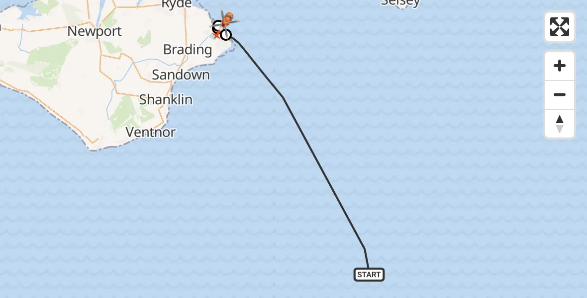 Flight route Coastguard Helicopter English Channel - Bembridge, 03 August 2026, 10:15