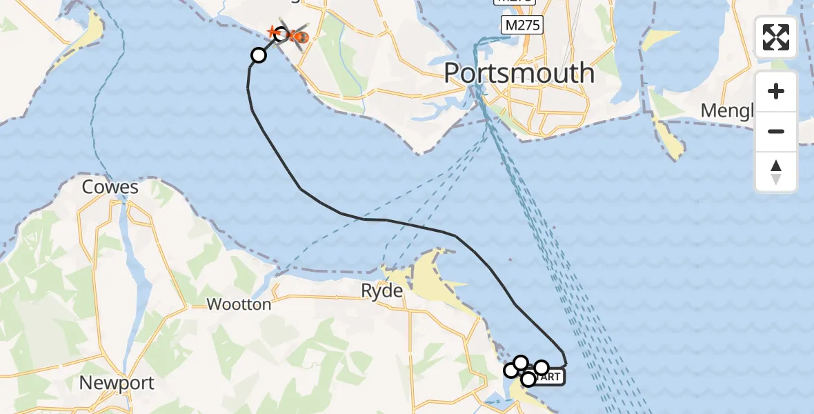 Flight route Coastguard Helicopter English Channel - Solent Airport, 03 August 2026, 10:33