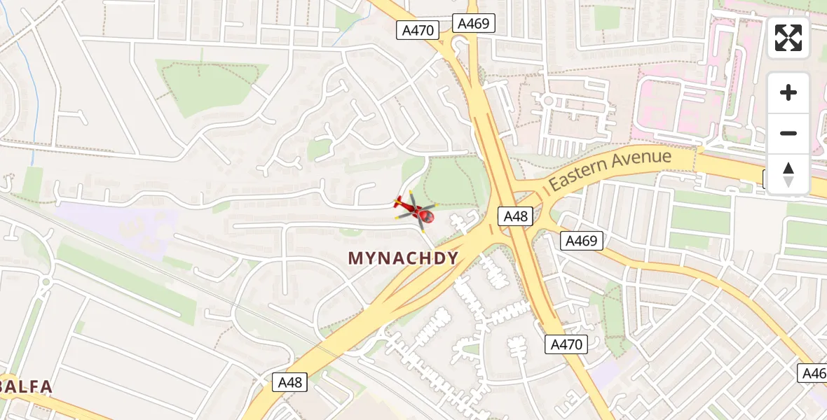 Flight route Air Ambulance Helicopter Whitchurch - Whitchurch, 03 August 2026, 13:19