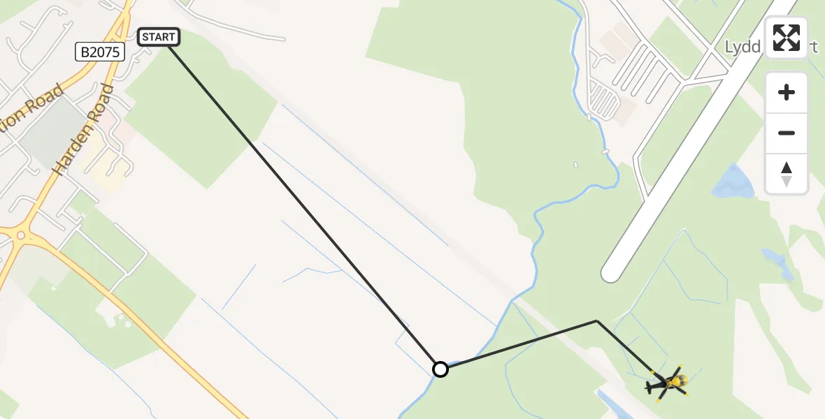 Flight route Police Helicopter Lydd - Lydd London Ashford Airport, 03 August 2026, 13:22