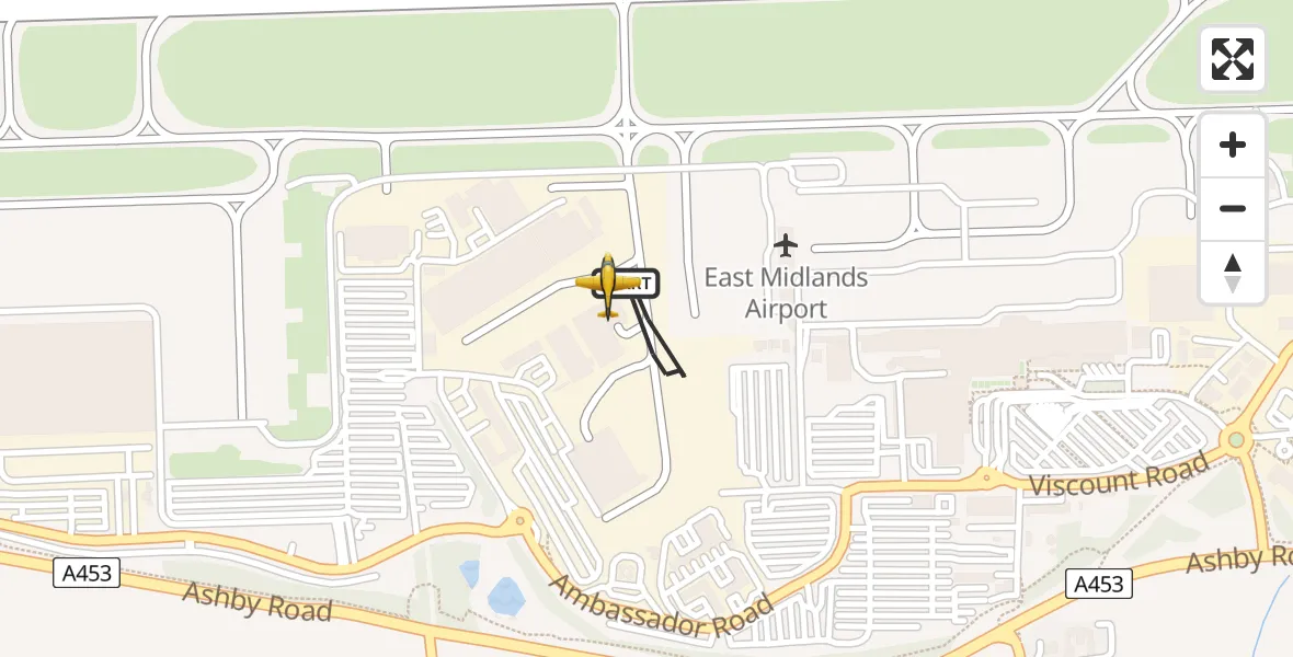 Flight route Police Aircraft East Midlands Airport - East Midlands Airport, 03 August 2026, 13:35