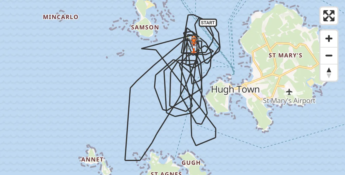 Flight route Coastguard Helicopter North Atlantic Ocean - North Atlantic Ocean, 03 August 2026, 14:20