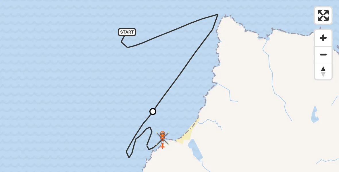 Flight route Coastguard Helicopter North Atlantic Ocean - Inner Seas, 03 August 2026, 14:25