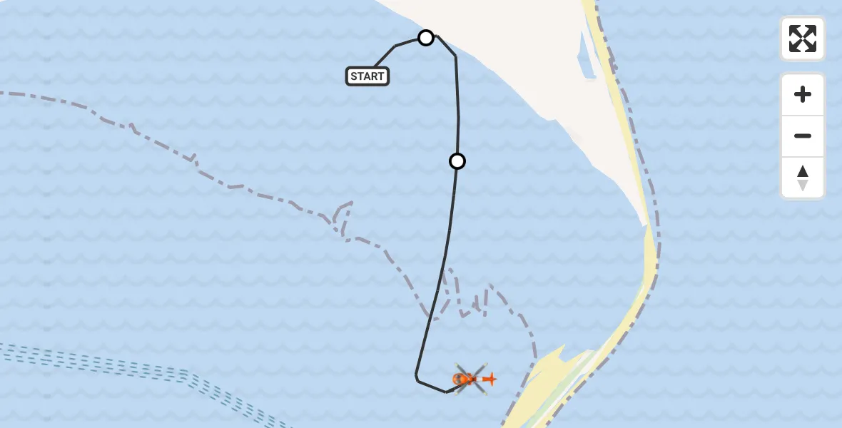 Flight route Coastguard Helicopter Skeffling - North Sea, 03 August 2026, 14:29