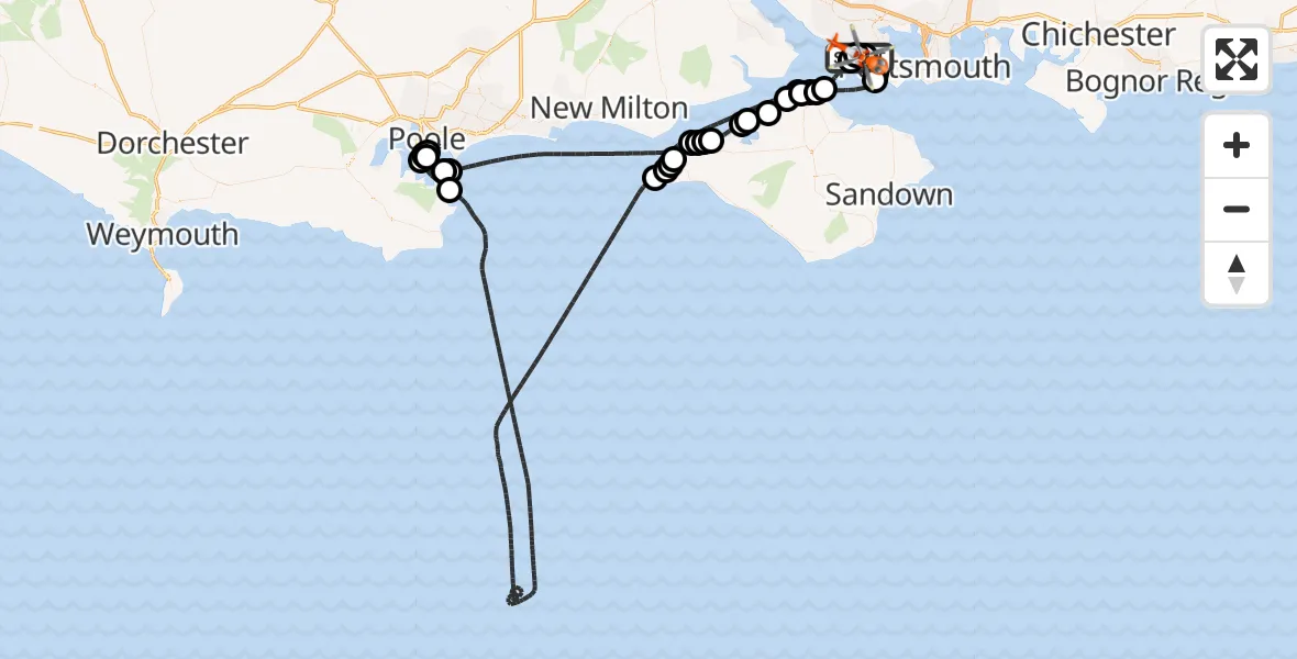 Flight route Coastguard Helicopter Solent Airport - Solent Airport, 03 August 2026, 18:11