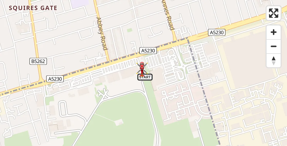 Flight route Air Ambulance Helicopter Blackpool Airport - Blackpool Airport, 03 August 2026, 18:45