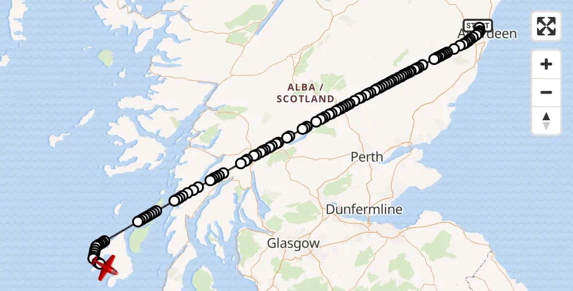 Flight route Air Ambulance Aircraft Aberdeen International Airport - Inner Seas, 04 August 2026, 02:08