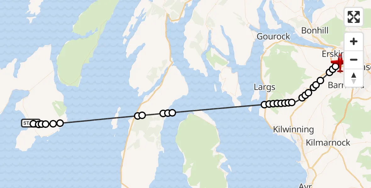 Flight route Air Ambulance Aircraft Glenegedale - Glasgow Airport, 04 August 2026, 03:33