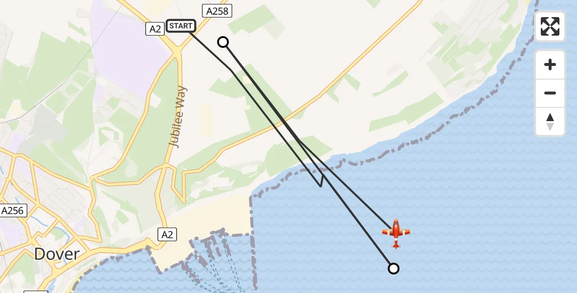 Flight route Coastguard Drone Dover - English Channel, 04 August 2026, 04:55