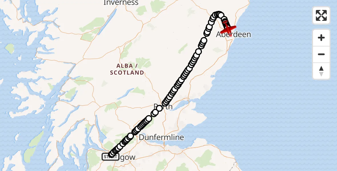 Flight route Air Ambulance Aircraft Glasgow Airport - Aberdeen International Airport, 04 August 2026, 05:08