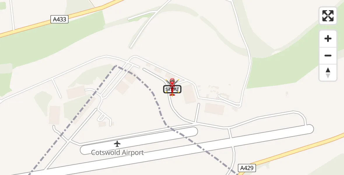 Flight route Air Ambulance Helicopter Cotswold Airport - Cotswold Airport, 04 August 2026, 07:33