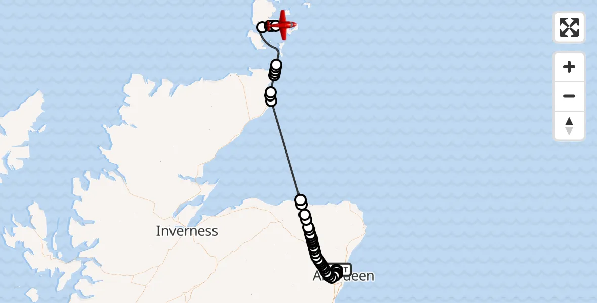 Flight route Air Ambulance Aircraft Aberdeen International Airport - Kirkwall, 04 August 2026, 07:40