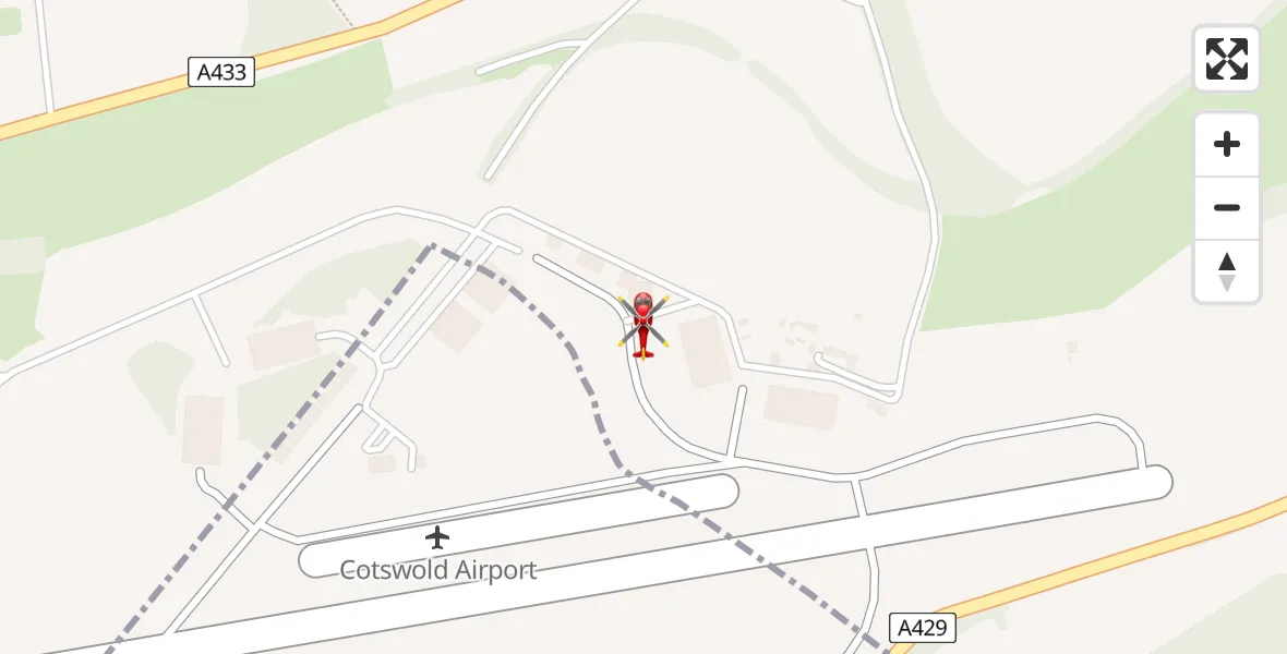 Flight route Air Ambulance Helicopter Cotswold Airport - Cotswold Airport, 04 August 2026, 07:46