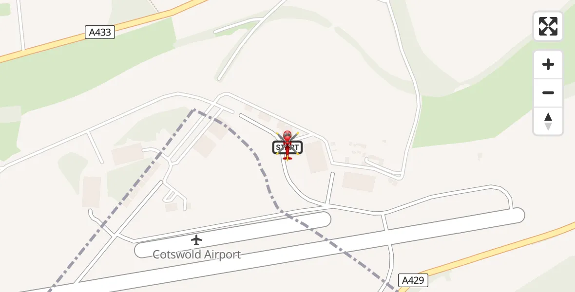Flight route Air Ambulance Helicopter Cotswold Airport - Cotswold Airport, 04 August 2026, 07:50