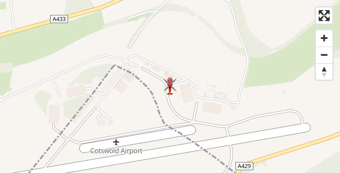 Flight route Air Ambulance Helicopter Cotswold Airport - Cotswold Airport, 04 August 2026, 07:57