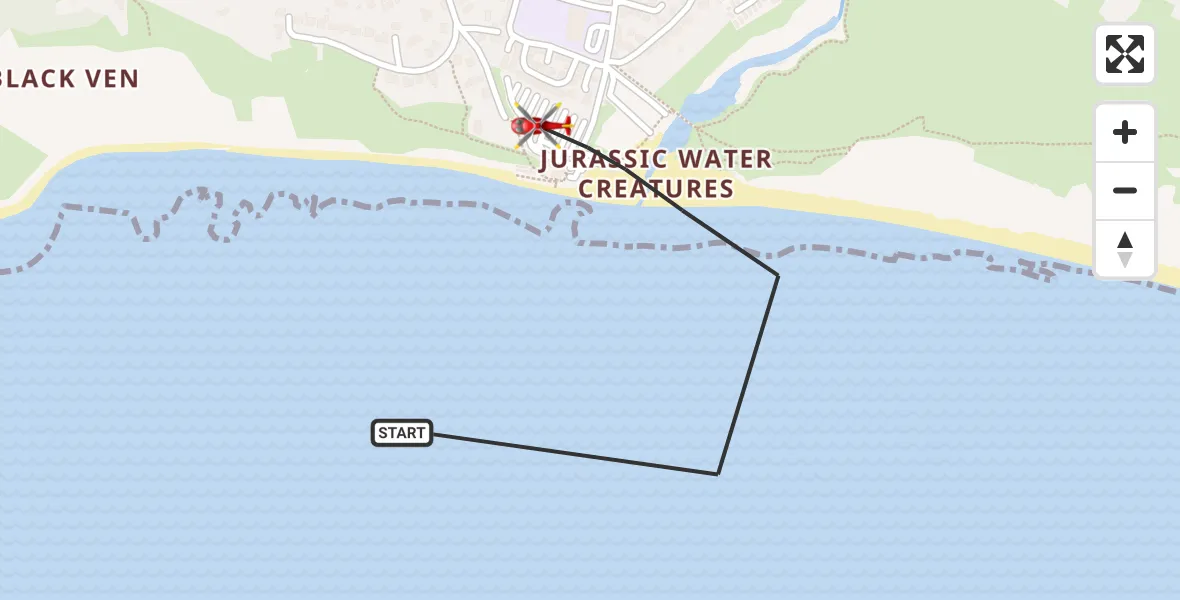 Flight route Air Ambulance Helicopter Charmouth - Charmouth, 04 August 2026, 08:19