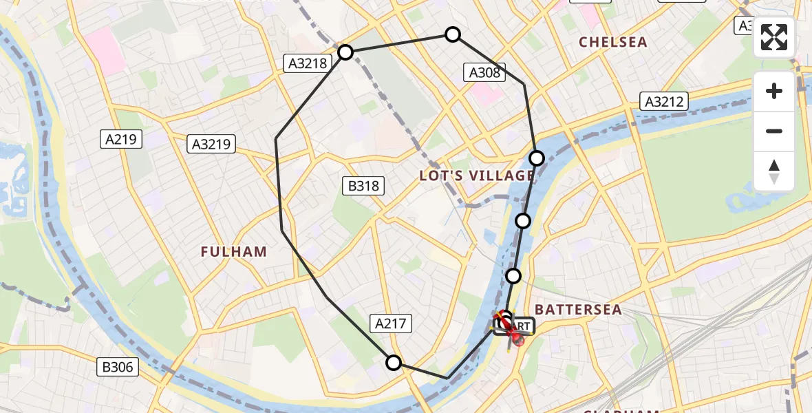 Flight route Air Ambulance Helicopter London Heliport - London Heliport, 04 August 2026, 08:27