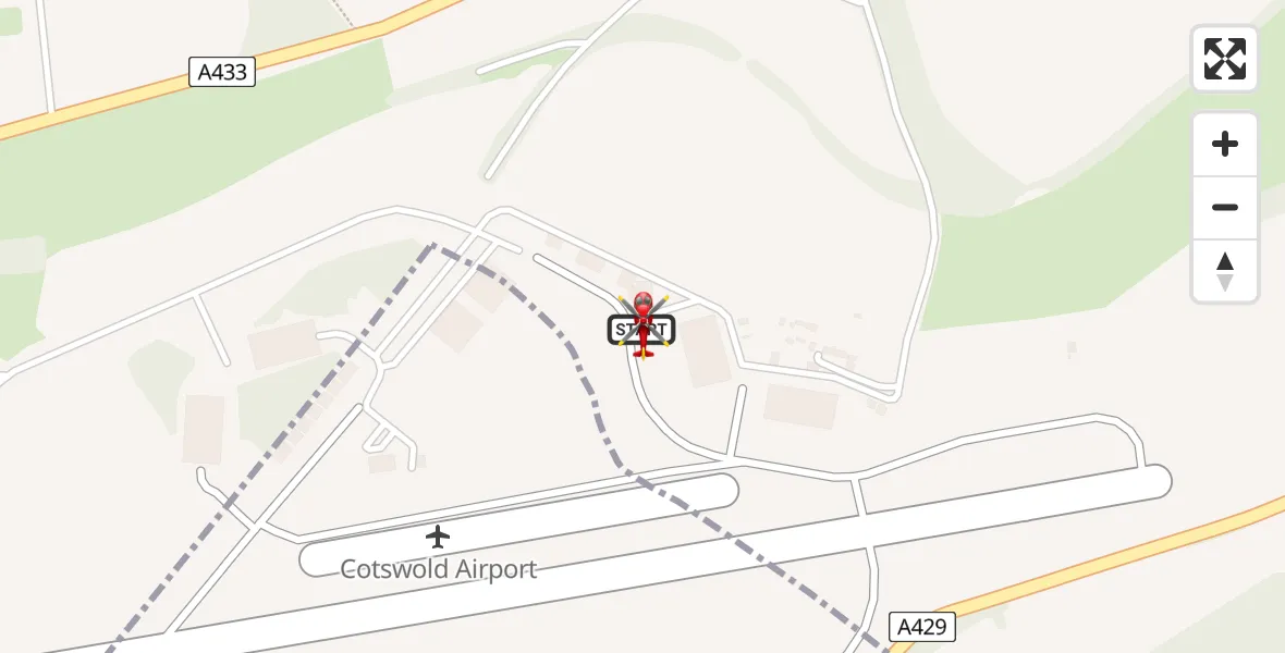 Flight route Air Ambulance Helicopter Cotswold Airport - Cotswold Airport, 04 August 2026, 08:50