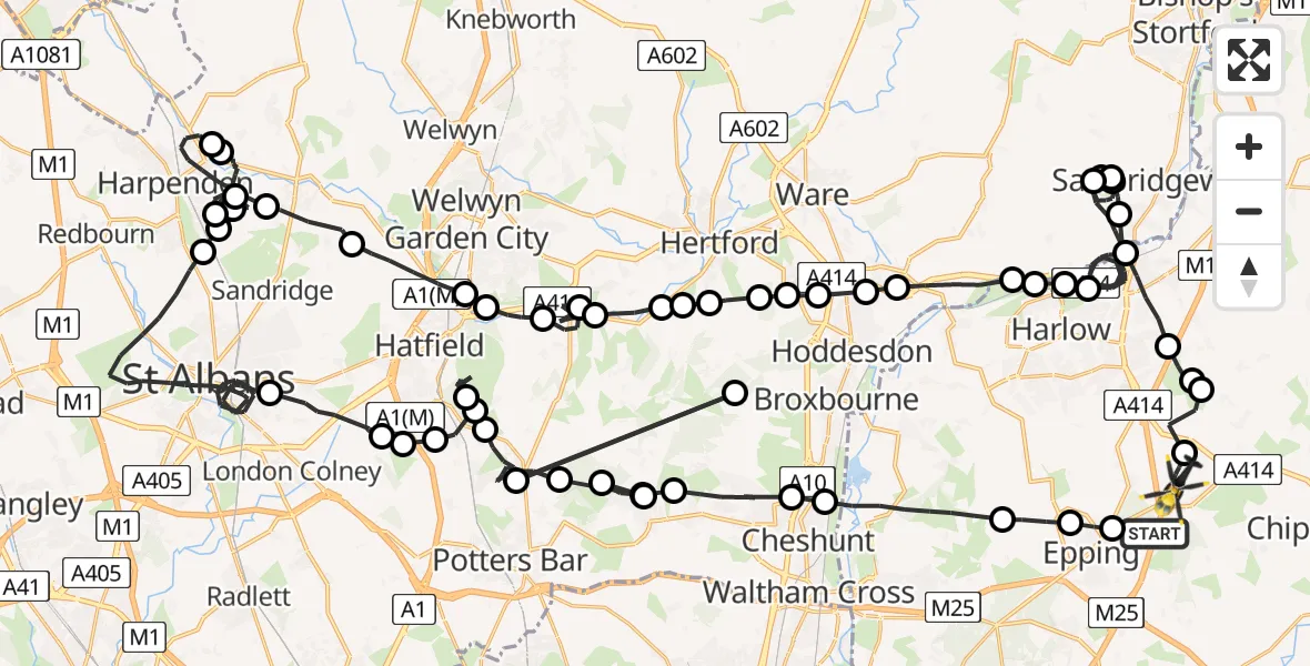 Flight route Police Helicopter Coopersale - North Weald Airfield, 04 August 2026, 10:24